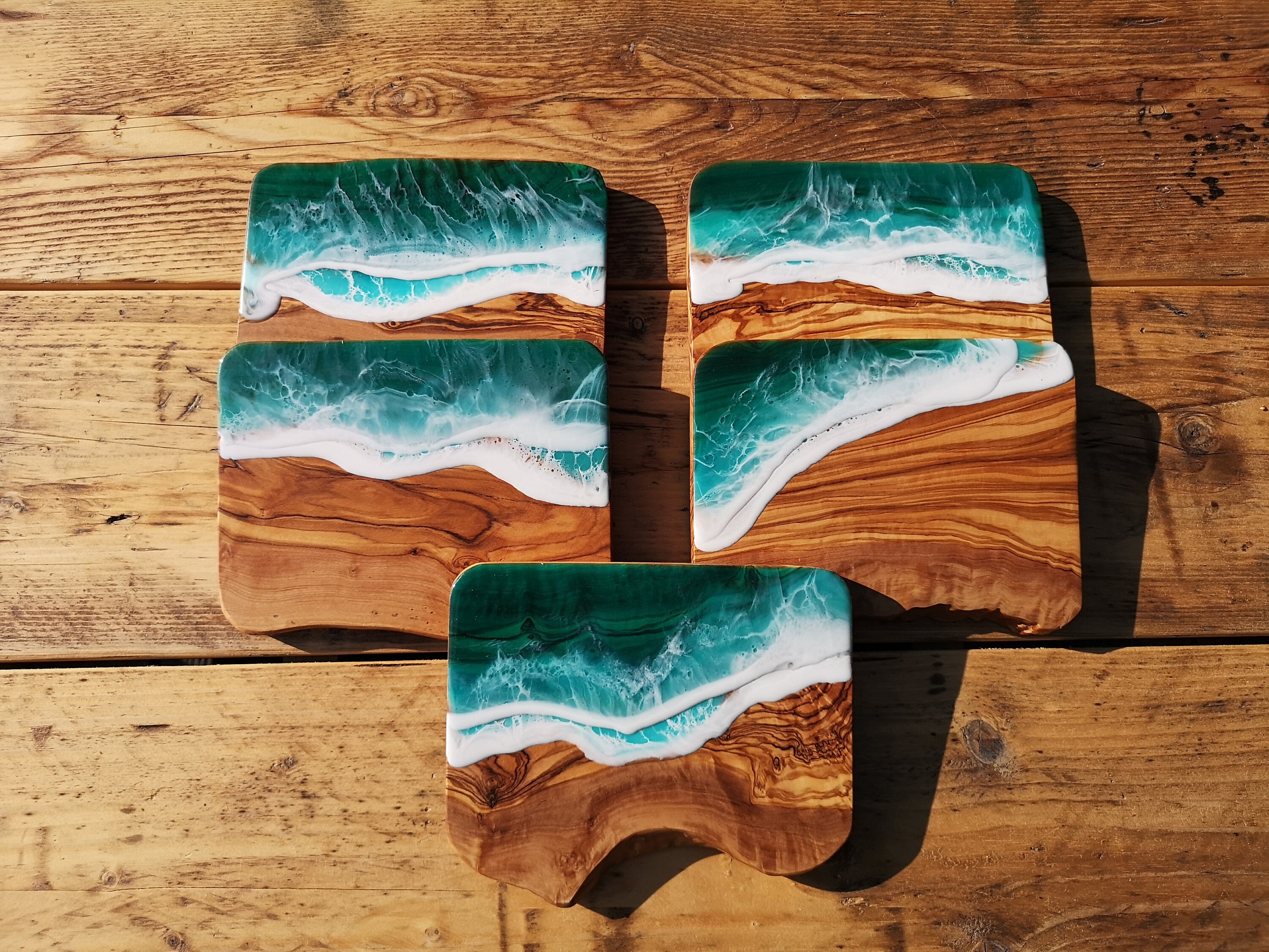 Small olive wood epoxy resin display board serving board Etsy