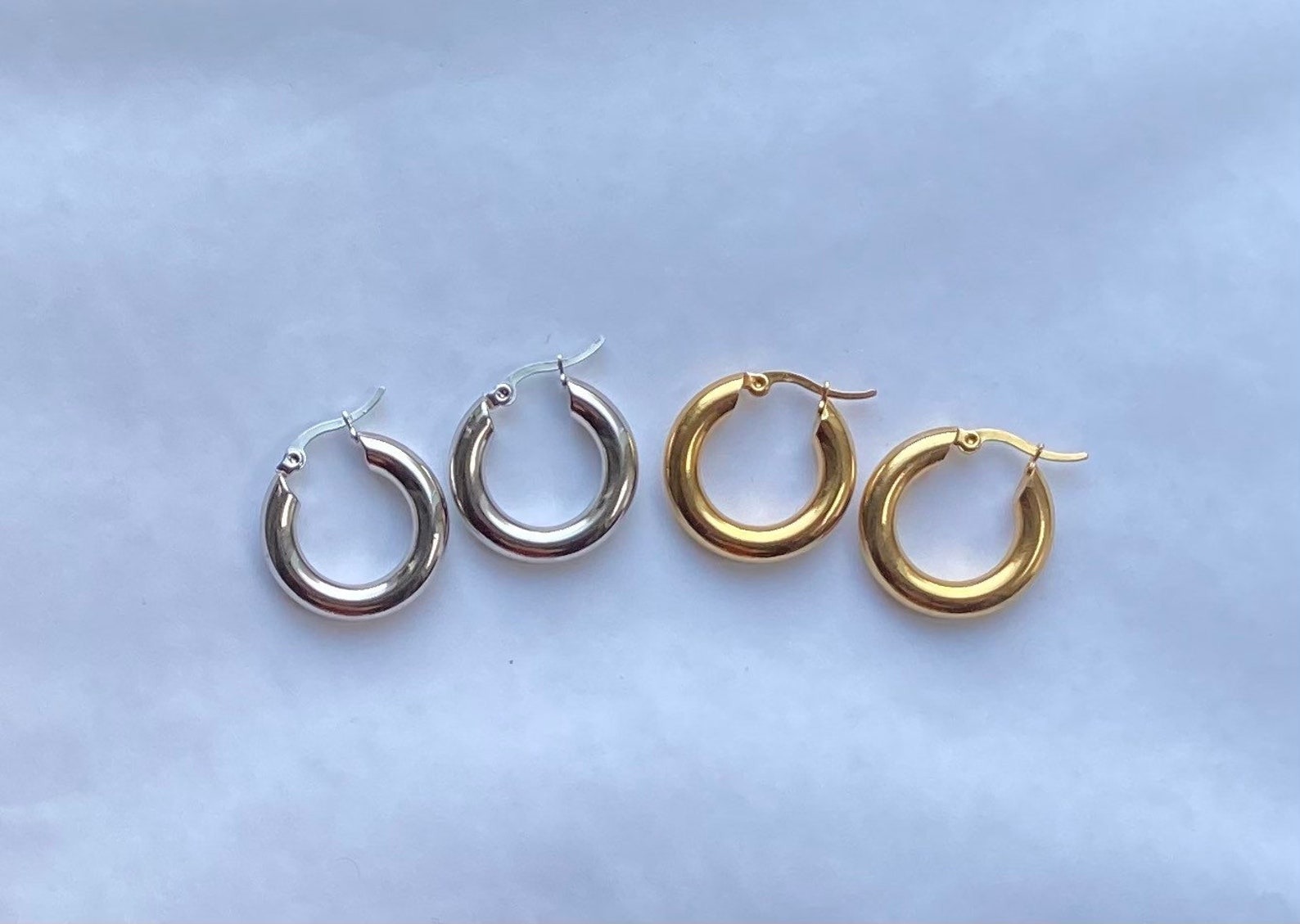 Chunky silver and gold hoops Stainless steel hoops Etsy