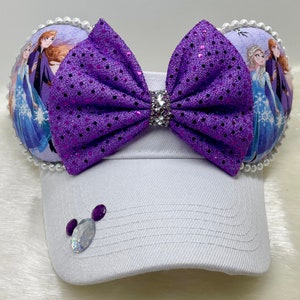 Inspired Minnie Mouse ears  OR with combo matching mask set. Frozen Elsa and Anna mickey minnie ears visor mask
