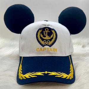 Gorro de capitán con orejas de ratón o con máscara combinada a juego. Gorro con orejas de Mickey y Minnie. Temática de crucero