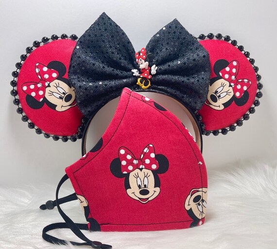 Disney Minnie duo mask ears and Minnie mask Inspired Minnie Mouse Ears OR With Combo Matching Mask Set  main image 2