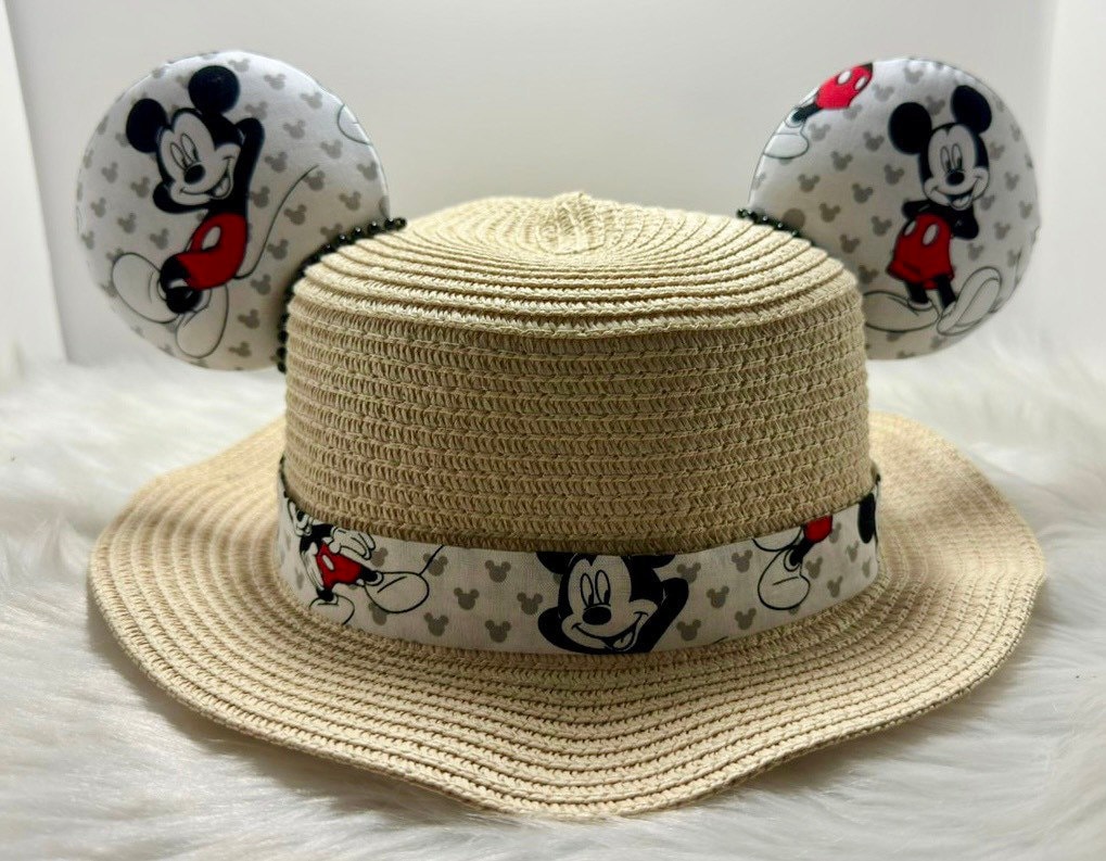 Inspired Classic Mickey Mouse Straw Hat, Sun Hat Mouse Ears  display picture 1