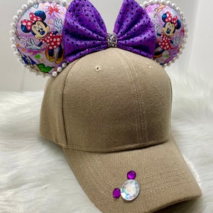Boné clássico inspirado com orelhas da Minnie Mouse ou combinação com máscara combinando. Máscara de chapéu com orelhas do Mickey Minnie