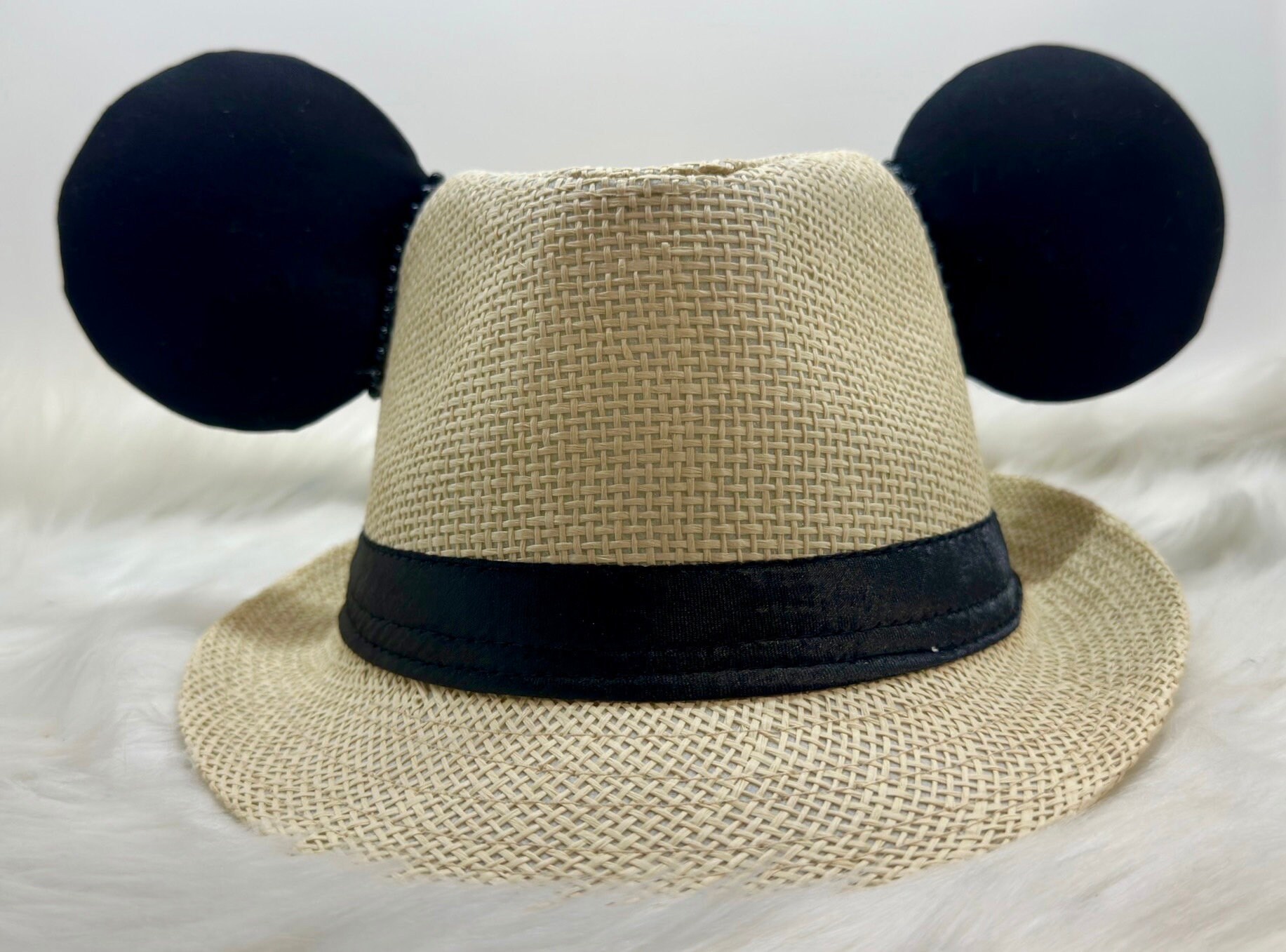 Inspired Classic Mickey Mouse Straw Hat, Sun Hat Mouse Ears 