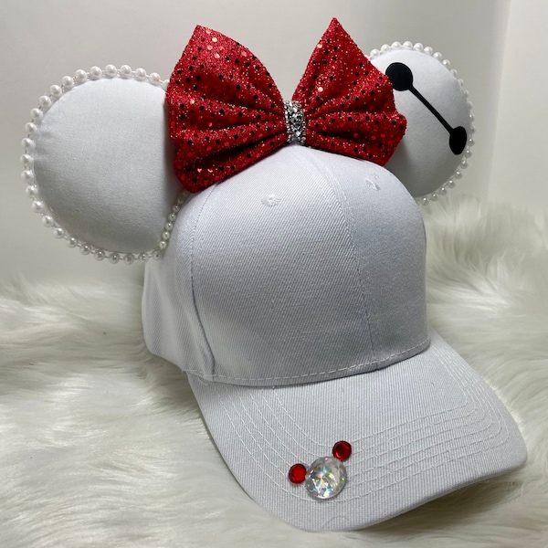 Inspiré Baymax Mickey Minnie Mouse oreilles OU avec ensemble de masques assortis combo..  Mickey Minnie oreilles masque chapeau