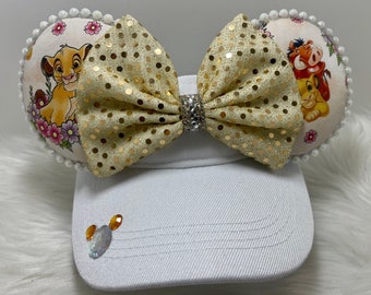 Inspired Minnie Mouse ears OR with combo matching mask set. The Lion King Simba Pumba mickey minnie ears visor mask