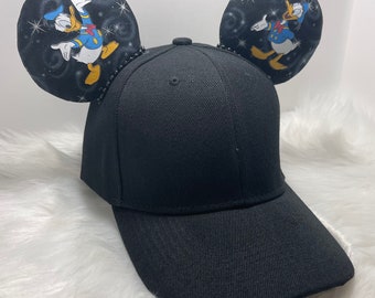 Inspired Mickey hat with ears  OR with combo matching mask set of Donald Duck.  Mickey ears hat mask