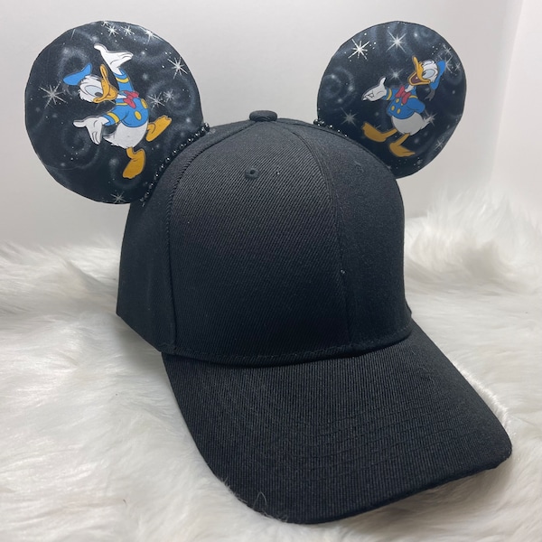 Chapeau Mickey inspiré avec oreilles OU avec combo masque assorti ensemble de Donald Duck.  Masque chapeau d’oreilles de Mickey