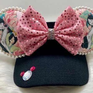 Inspired Minnie Mouse ears  OR with combo matching mask set.  Mulan mickey minnie ears visor mask