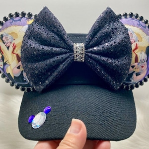 Inspired Minnie Mouse ears OR with combo matching mask set.  Female Villians mickey minnie ears visor mask