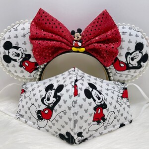 Inspired Mickey Minnie ears  OR with combo matching mask set..  Mickey Minnie ears mask