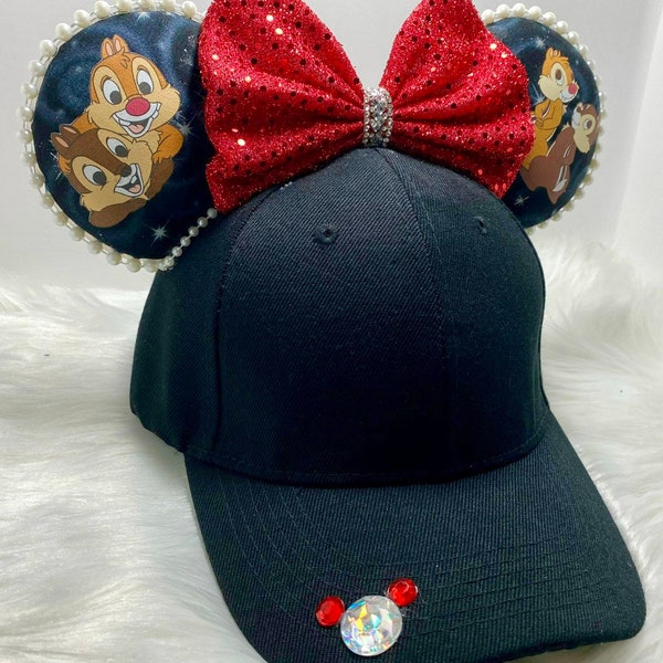 Oreilles inspirées de Chip and Dale Minnie Mouse OU avec ensemble de masques assortis combo. Masque bonnet oreilles Mickey Minnie