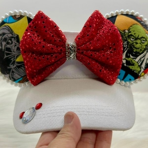Inspired Minnie Mouse ears OR with combo matching mask set. Star Wars mickey minnie ears visor mask