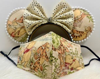 BEST SELLER Inspired Minnie Mouse ears OR combo matching mask set Winnie the Pooh and Tigger.  Mickey Minnie ears mask.