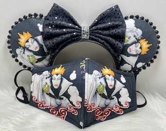 Geïnspireerd Villians Minnie Ears OF met combo bijpassende masker set..  Kwade koningin oren masker.  Zeer zeldzame stof