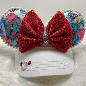 Inspired Minnie Mouse ears OR with combo matching mask set. Dumbo and his mama mickey minnie ears visor mask