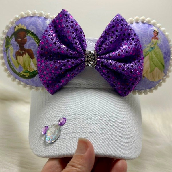Inspired Minnie Mouse ears OR with combo matching mask set. Tiana princess and the frog mickey minnie ears visor mask