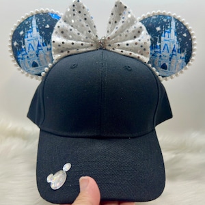Boné clássico inspirado com orelhas do Mickey Minnie Mouse ou com máscara combinada combinada. Máscara de chapéu com orelhas do Mickey Minnie
