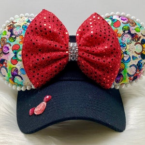 Inspired Mini Minnie ears OR with combo matching mask set..  Minnie mouse ear and face mask. Mickey Minnie visor ears mask