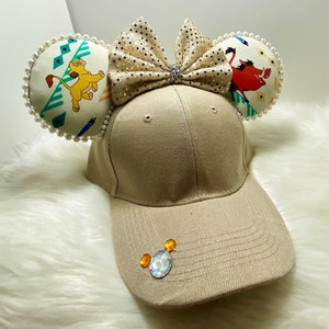Inspirado no Rei Leão Simba e Pumba Mickey Minnie Mouse orelhas chapéu boné máscara combinando. Máscara chapéu orelhas Mickey Minnie