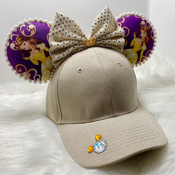 Chapeau Mickey inspiré avec oreilles de souris OU avec masque assorti combo de Belle Belle Belle et la Bête. Offre limitée d’impression personnalisée