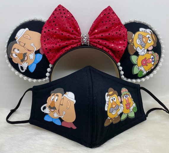 Classic Mickey Minnie Mouse Ears OR Combo Matching Mask Set. 