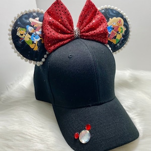 Inspirado nos Três Caballeros com orelhas de Mickey Minnie Mouse OU com conjunto de máscara combinada.. Máscara de chapéu com orelhas de Mickey Minnie