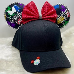 Inspired Vintage Birthday Mickey Mouse ears OR with combo matching mask set..  Mickey Minnie ears hat mask.  Glow in the dark fun set