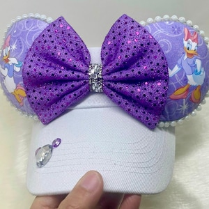 Inspired Minnie Mouse ears OR with combo matching mask set. Diva Daisy Duck mickey minnie ears visor mask
