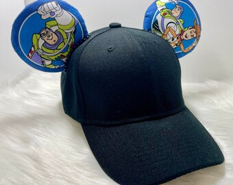 Inspired Toy Story cap hat with ears OR with combo matching mask set..  Woody and Buzz Lightyear. Mickey Minnie ears mask