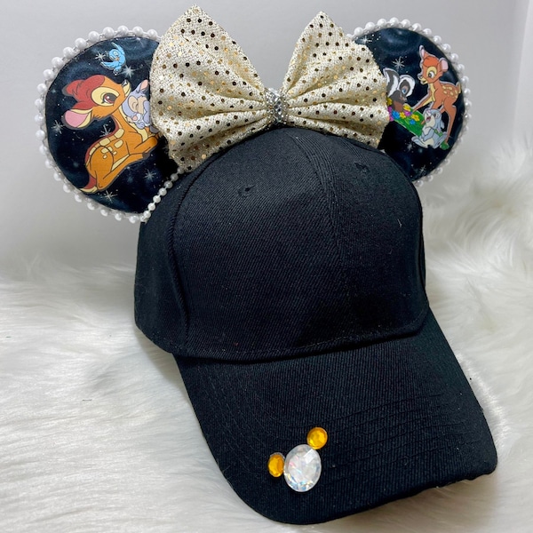 Chapeau Mickey inspiré avec oreilles OU avec ensemble de masque assorti combo. du classique Bambi.  Masque de chapeau d’oreilles de Mickey.