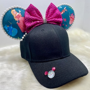 Inspired Princess Aurora and fairies Minnie Mouse hat cap with mouse ears  OR with combo matching mask set..  Mickey ears of Sleeping Beauty