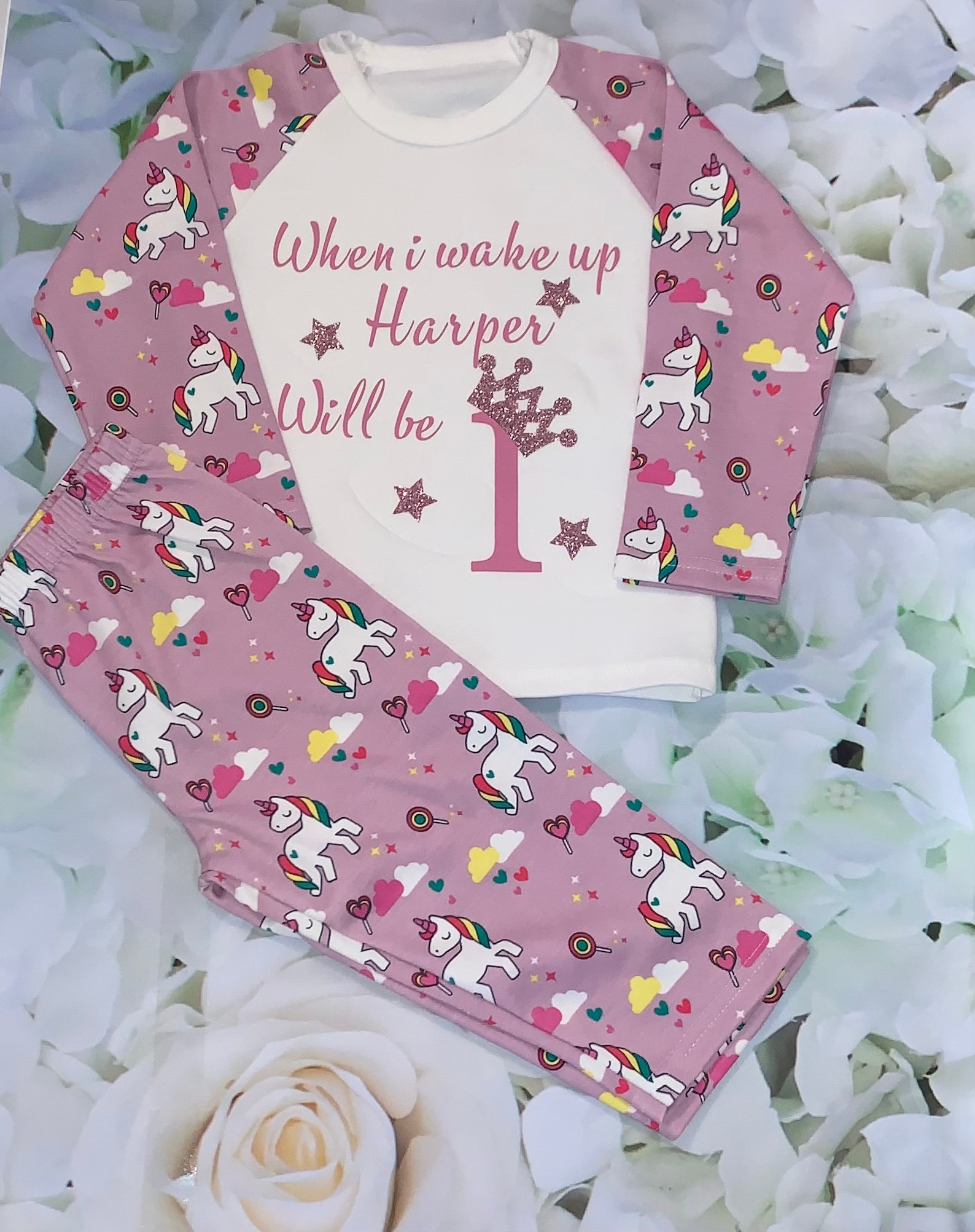 Personalised Birthday Pjs When I Wake Up First Birthday Etsy