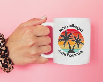 Surf California Coffee Mug Retro Hippie Van Venice Beach Gift Idea 