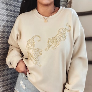 Tiger Crewneck Tiger Shirt Year Of The Tiger Chinese New Year Trendy Crewneck Graphic Tiger Tee Tiger Sweatshirt Aesthetic Tiger Sweatshirt