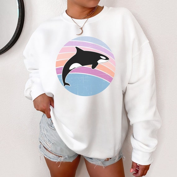 Orca Sweatshirt Orca Crewneck Whale Sweatshirt Aesthetic Crewneck 90s Crewneck Vintage Y2K Clothing Indie Clothing Retro Crewneck 90s Style Etsy