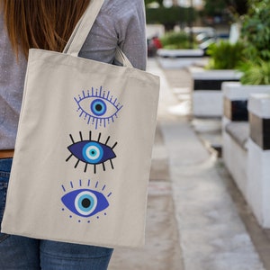 Evil Eye Tote Bag All Seeing Eye Evil Eye Print Third Eye Tote Trendy Tote Bag Aesthetic Tote Bag Market Bag Shopping Bag