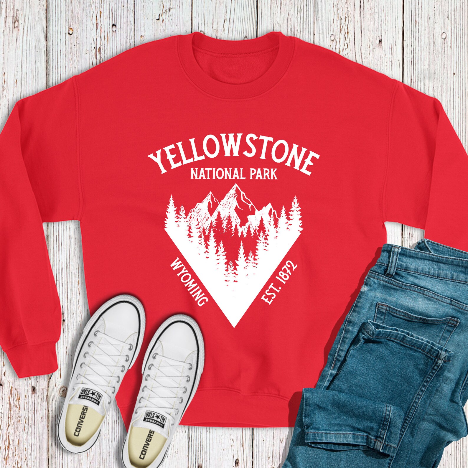 Yellowstone Crew Neck Sweatshirt Hiking Shirt National Park Etsy