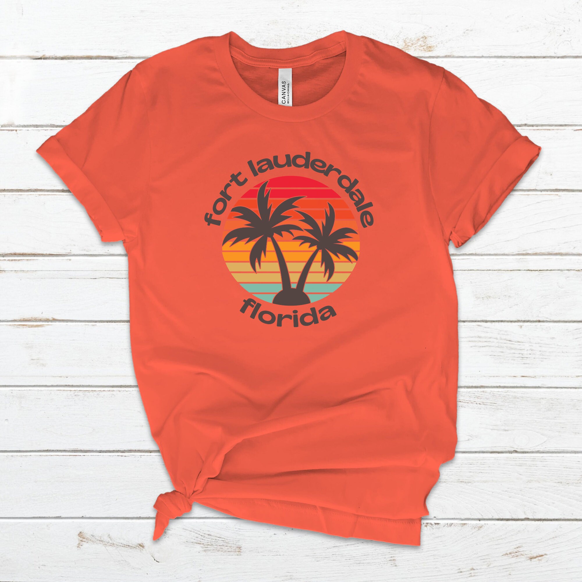 Fort Lauderdale Shirt Florida Tshirt Retro Sunset Adult Etsy