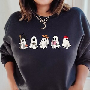 Cute Ghost Sweatshirt Ghost Coffee Sweatshirt Funny Halloween Sweater Halloween Crewneck Cute Halloween Sweatshirt Ghost Crewneck
