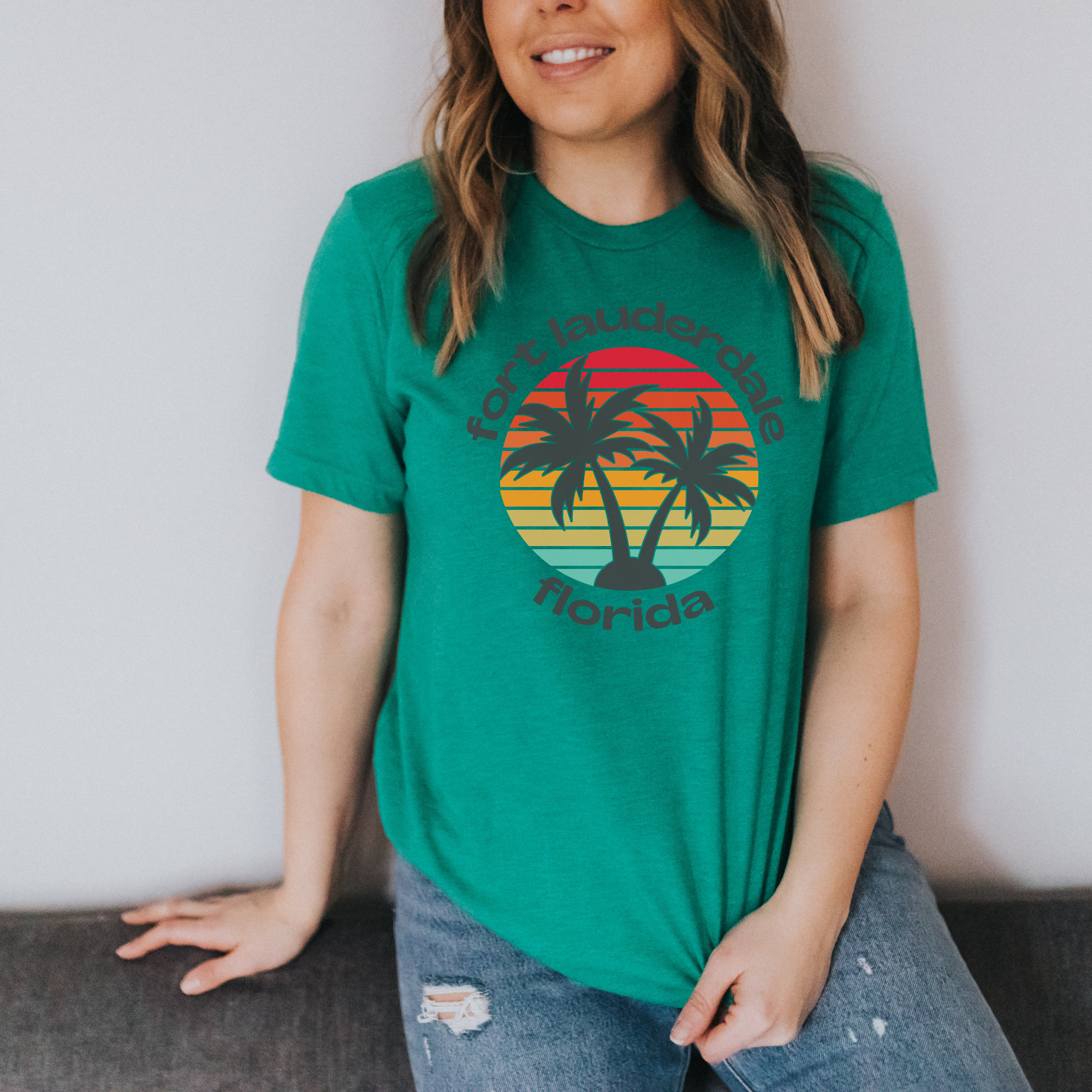 Fort Lauderdale Shirt Florida Tshirt Retro Sunset Adult Etsy