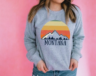 Montana Sweatshirt Oversized Sweatshirt Hiking Shirt Retro Montana Souvenir Montana Shirt Fishing Shirt National Park Unisex Crewneck