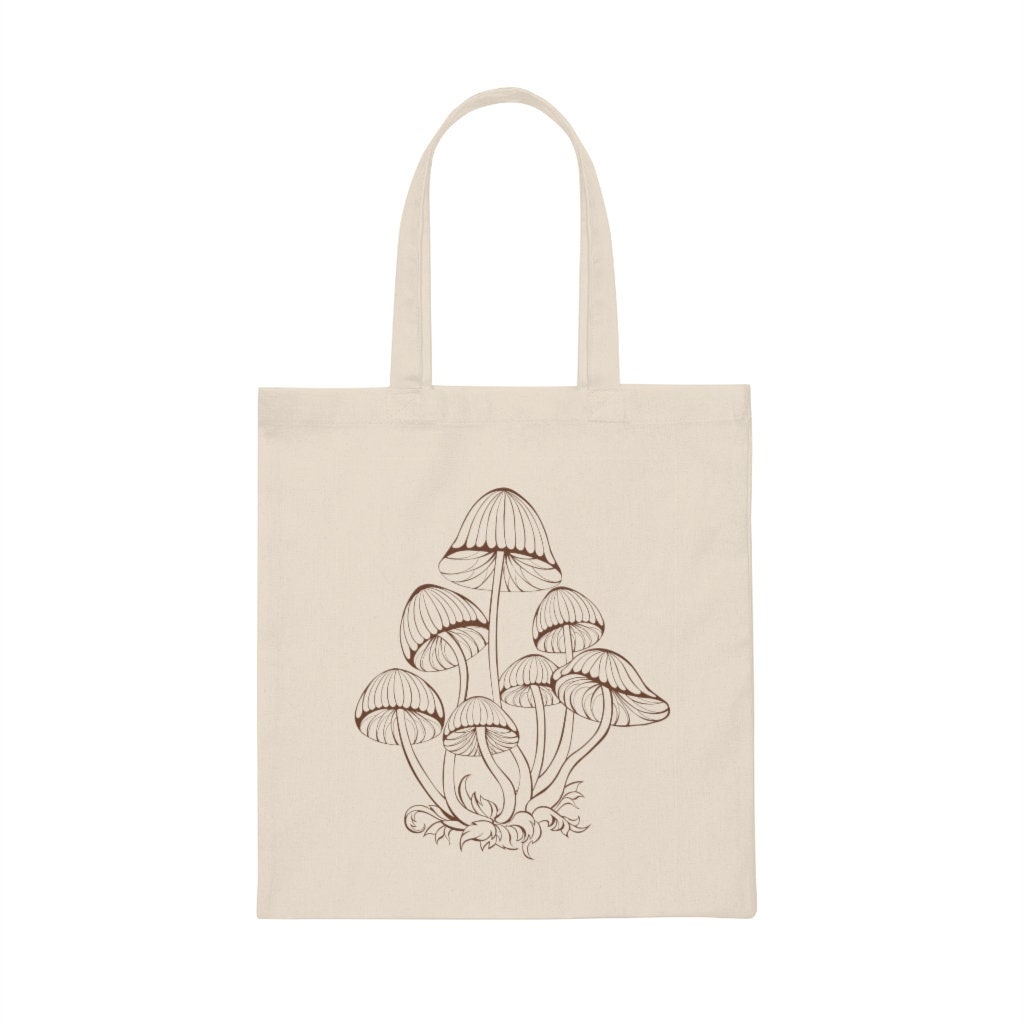Mushroom Tote Bag Mushroom Bag Plant Tote Bag Cotton Canvas - Etsy