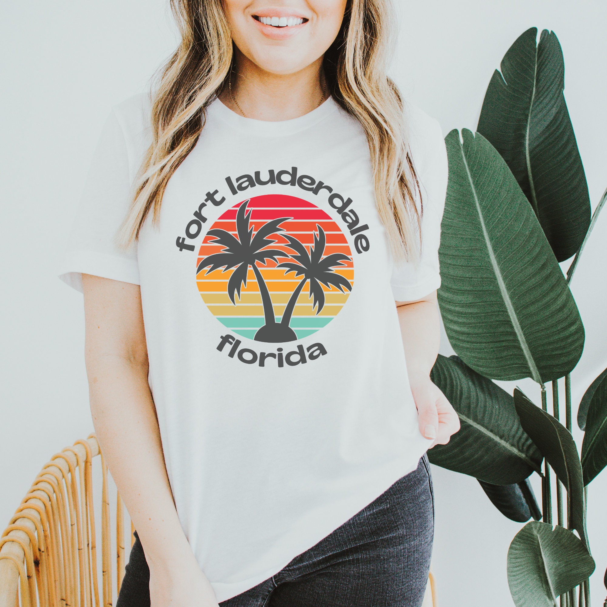 Fort Lauderdale Shirt Florida Tshirt Retro Sunset Adult Etsy