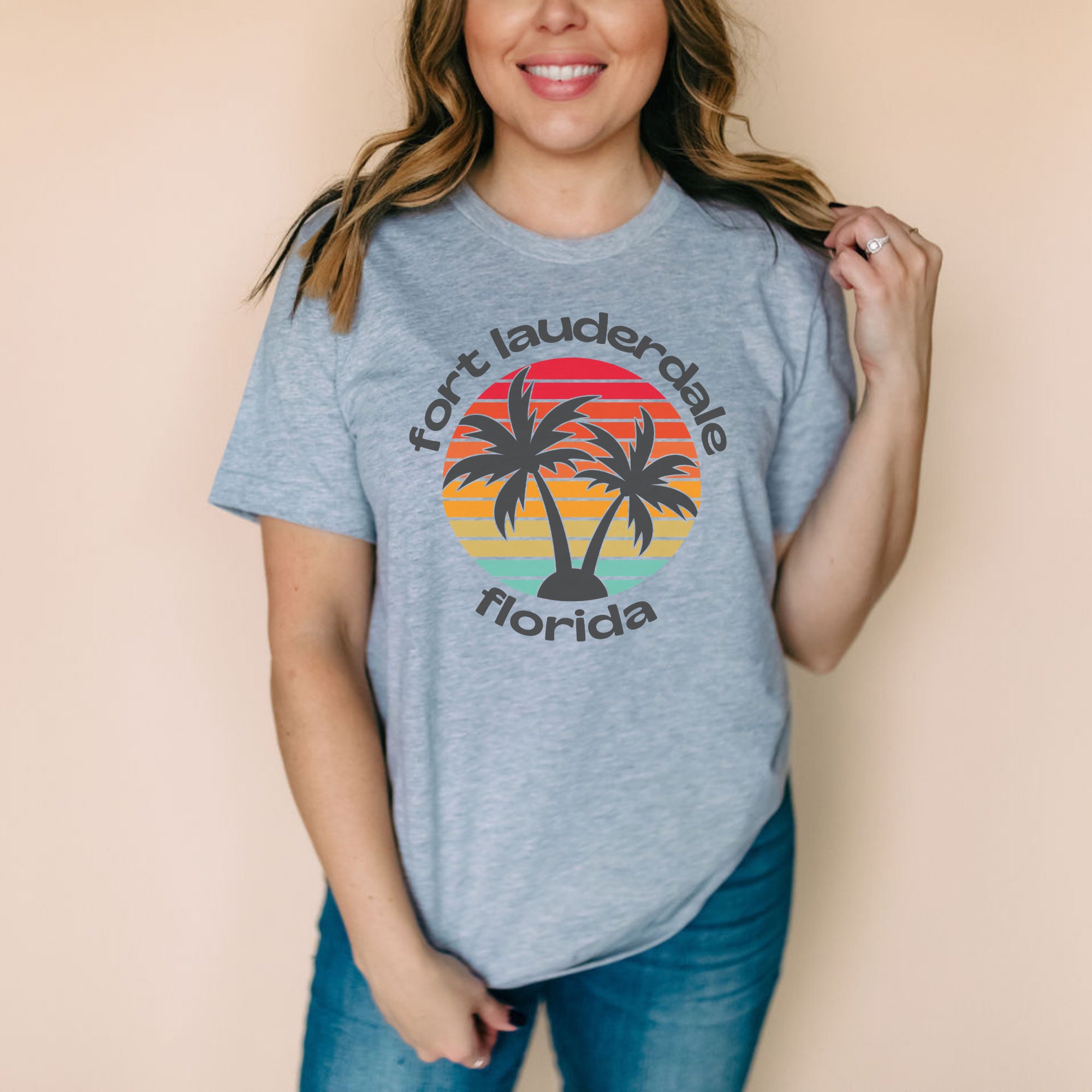 Fort Lauderdale Shirt Florida Tshirt Retro Sunset Adult Etsy
