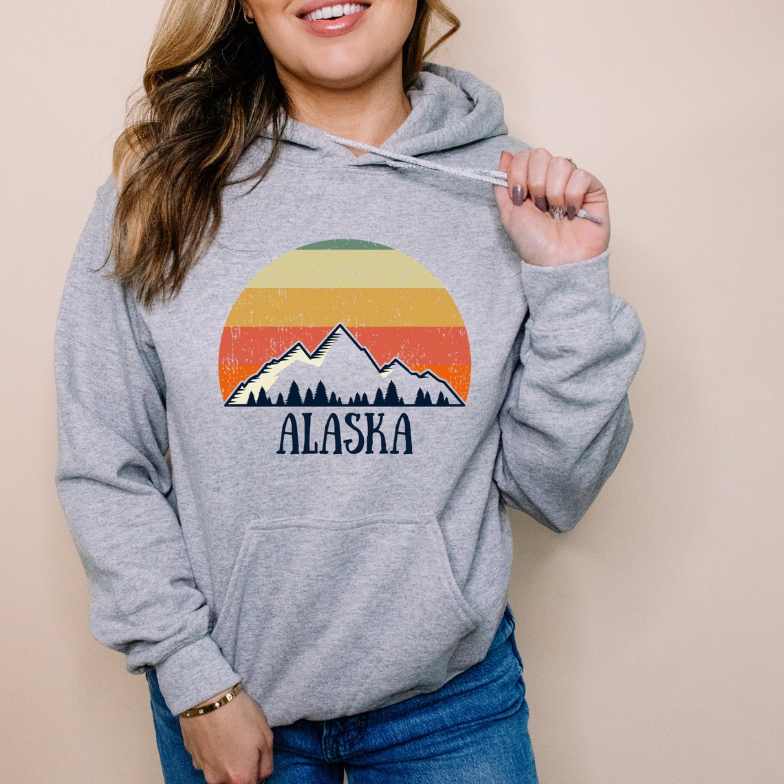 Alaska Mountain Vintage Retro Hoodie Gift Alaska Hiking Hoodie | Etsy