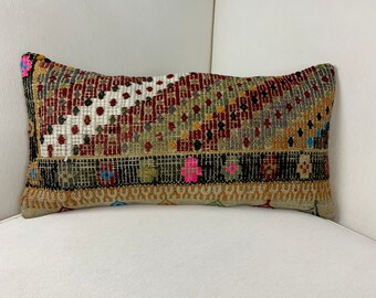 Livingroom Pillow UP00066 12 x 36 Kilim Pillow Cover Boho Kilim Pillow Handmade pillow Wool Kilim Pillow Decor Pillow