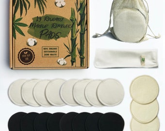 Best Reusable Make Up Remover Pads Bamboo | BOX | or | No BOX Individual | Face pads with washbag and towell | ECO Gift