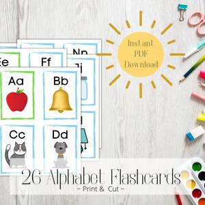 Alphabet Flashcards, Printable ABC Flash Cards, Preschool Activity Pages, Elementary Downloads, Montessori Activities,  Homeschool PDF