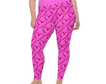 Pink Plus Size Leggings with Open Hearts